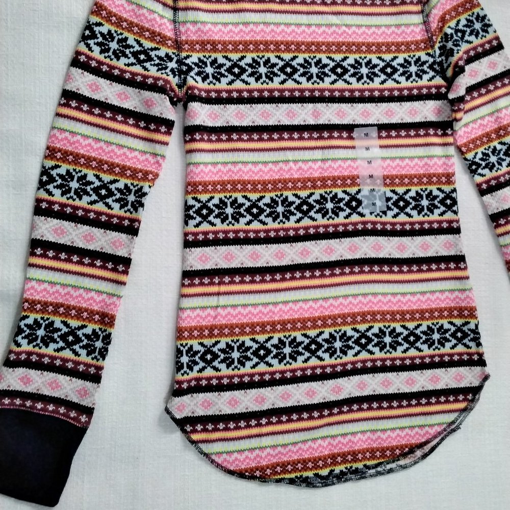 Old Navy Active Long Sleeve Striped Shirt Size M Medium Casual Boyfriend 007 - Picture 9 of 15